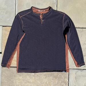 Dark Blue + Orange Heather Henley